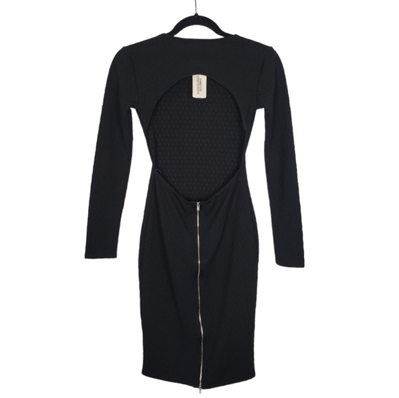 FOREVER 21 Long sleeve backless cutout mini dress black NWT lbd - Picture 3 of 6
